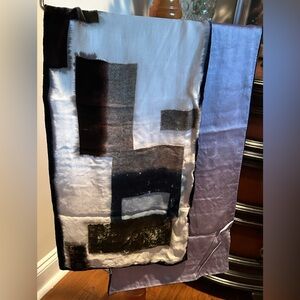 Vintage Women’s Abstract Patterned Velvet Lined Blue/brown Scarf.